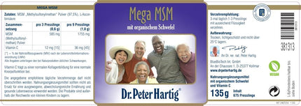 Dr. Peter Hartig Mega MSM 675 tablets, 7-month supply, vegan, lactose-, yeast-, and gluten-free