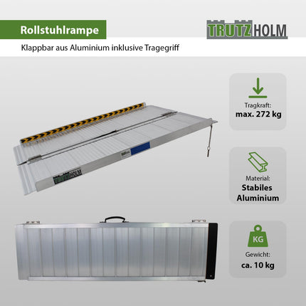 TRUTZHOLM wheelchair ramp foldable 122 cm load capacity 272 kg aluminum grey ribbed access ramp