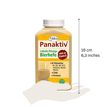 Panaktiv® - liquid brewer's yeast, 500 ml • Vitamin B1, B12, folic acid, biotin, vitamin B2, B6, niacin, zinc • for an active metabolism • for beautiful skin and hair • pure natural product