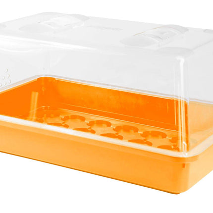 mgc24 Indoor Greenhouse - Seedling Tray with Lid and Ventilation - Orange - 2 Pieces