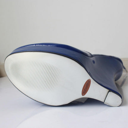 TIKENBST High Heels Women High Wedge Heels Leather Platform Ankle Strap Sandals Summer Fashion,Purple-43