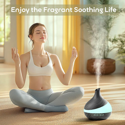 500 ML Aroma Diffuser, Upgrade Diffuser for Large Rooms, Aromatherapy Diffuser with Remote Control 4 Timer Settings 14 Colors LED Automatic Shut-off Function
