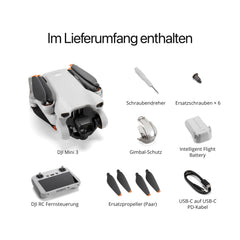 DJI Mini 3 (DJI RC) – Lightweight and foldable mini camera drone with 4K HDR video, 38 min flight time, true vertical shots and intelligent features, C0