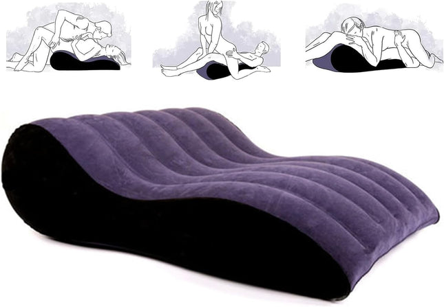 Sex Pillow Inflatable Sex Pillow PVC Flocking Sex Chair Travel Pillow Magic Pillow Body Support Pillow, Used for Couples Positioning, Deeper Position