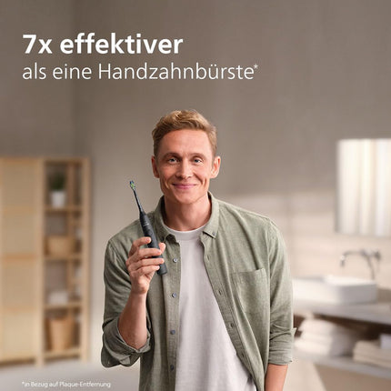Philips Sonicare 5300 electric toothbrush, sonic toothbrush with 2 intensity levels, pressure control, EasyStart, Smartimer and BrushPacer, black, model HX7101/01 [New Technology]