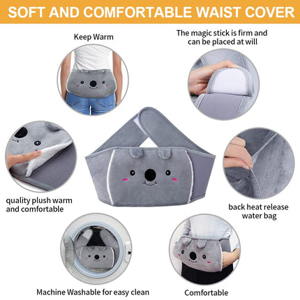 Hot water bottle belt 1L 130cm Extra long 3 in 1 Koala hot water bottle belt extremely fluffy, made of rubber with soft waist cover hot water bottle for neck, shoulder, back, legs, waist
