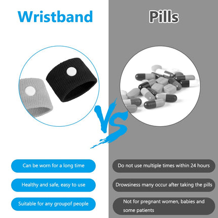ACWOO Acupressure Bracelet, 2 Pairs of Acupressure Band Anti-Nausea Wristbands for Adults and Children, Acupressure Bracelets for Pregnancy Sickness, Seasickness, Travel Sickness (Black + Silver Gray)