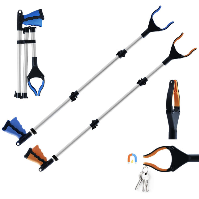 Feelhap 2 Pack Foldable Grabbers, 112cm Grabbers for Seniors with Magnetic Tips, 90° Rotatable Grabber Garbage Tongs Grabber, Garden Grabber Telescopic Grabber Long Grabber Tool Grabber Aid for People