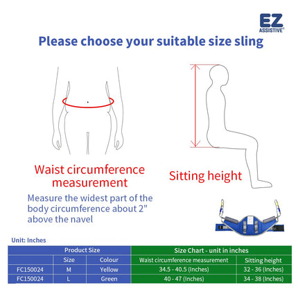 EZ Assistive Sit to Stand Lift Patient Aid Padded Sling and Stand Assist with Back Support, Patient Aid Sling works with most mobility aids (Medium (Pack of 1-Count))
