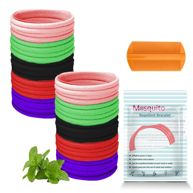 MOLZINY 40 pieces anti-lice hair tie with extra fine tooth comb against head lice. Natural and effective helps to prevent lice. Hair tie rubber band.