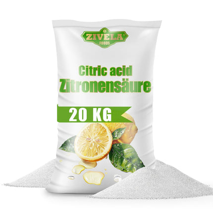 20kg Food-Grade Citric Acid Powder | Home Remedies for Kitchen &amp; Household | 100% Pure Citric Acid | Citric Acid E330 (4x 5kg)