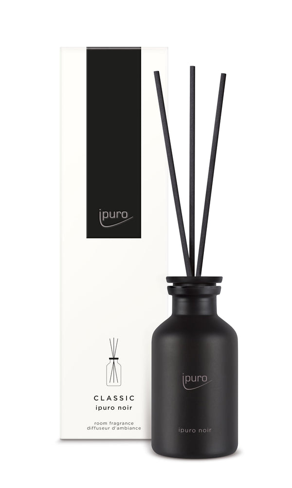 ipuro - Classic Room Fragrance Noir - 75ml | Oriental room freshener with rose, patchouli, sandalwood, eucalyptus &amp; coconut fragrance | Diffuser with reeds | Air freshener for the home