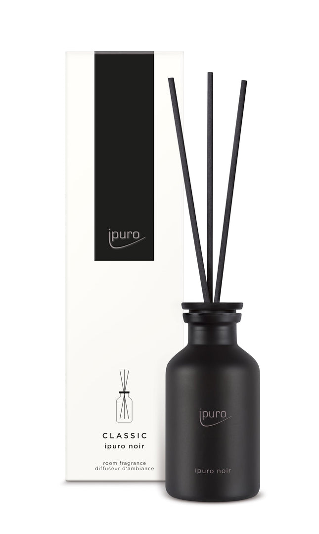 ipuro - Classic Room Fragrance Noir - 75ml | Oriental room freshener with rose, patchouli, sandalwood, eucalyptus &amp; coconut fragrance | Diffuser with reeds | Air freshener for the home
