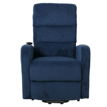 Mendler TV armchair HWC-K62, recliner chair, TV armchair, reclining function, stand-up aid, metal fabric/textile cord - blue