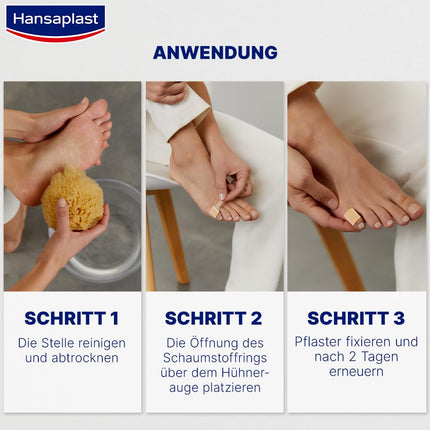 Hansaplast Corn Plasters (1 x 8 pieces), plasters with salicylic acid for removing corns, pain-relieving foot plasters with a secure hold