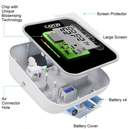 CAZON Blood Pressure Monitors Upper Arm Digital Fully Automatic Blood Pressure Monitor Pulse Measurement Blood Pressure Measurement Large with Large Cuff 2x120 Dual-User Black