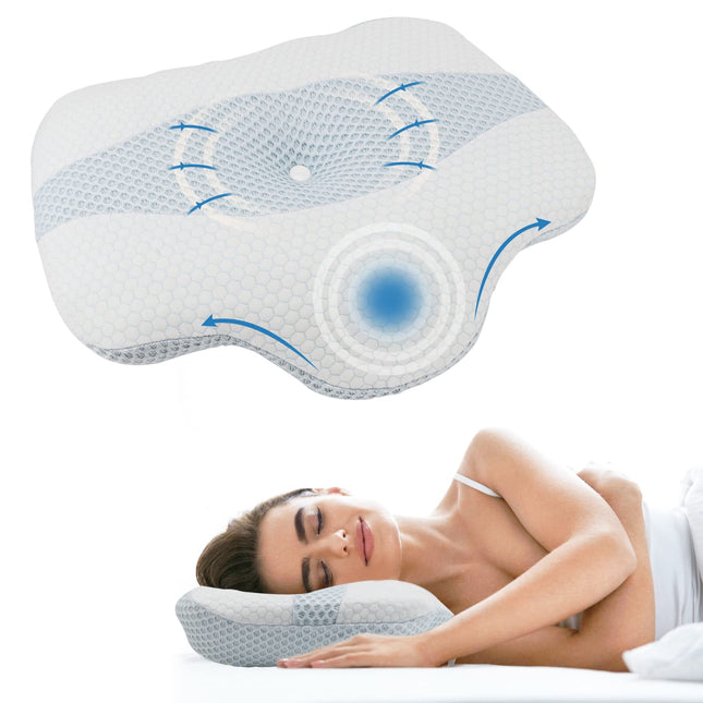 FAMOOKLAN Orthopedic Pillow Ergonomic Professional Neck Pillow Side Sleeper Memory Foam Pillow Relief from Head/Neck and Shoulder Pain