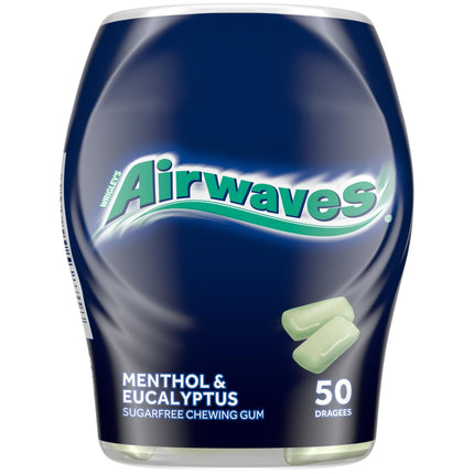 Airwaves Sugar-Free Chewing Gum, Menthol Eucalyptus Gum, 6 x 50 Dragees, Large Pack Chewing Gum, Sugar-Free Chewing Gum with Mint Freshness (300 Dragees)