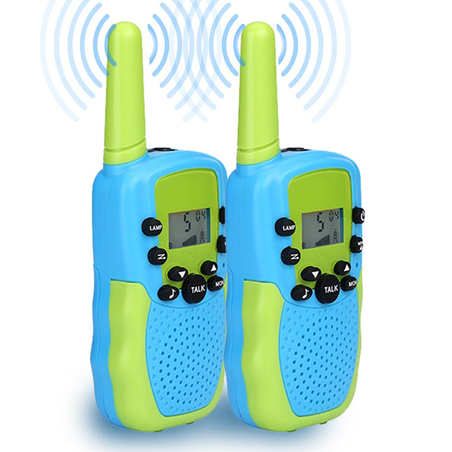 NK Walkie-Talkies for Kids 4 5 6 7 8 9 Years (Batteries Included) - Long Range 3km, LED Display, 22 Channels, Children's Toy with Flashlight, Christmas Birthday Gift, Color Blue/Green