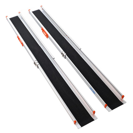 LIEKUMM 2 x 138-244 cm wheelchair ramp, 300 kg load capacity wheelchair ramp for home, steps, curbs, robust telescopic ramp for electric wheelchairs, bicycles