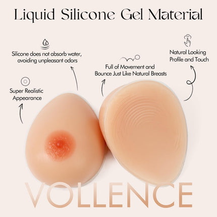 Vollence DD Cup 1200g Silicone Breast Forms Fake Breasts Prosthesis Mastectomy Transgender Crossdresser Cosplay Prosthesis Fake Breasts