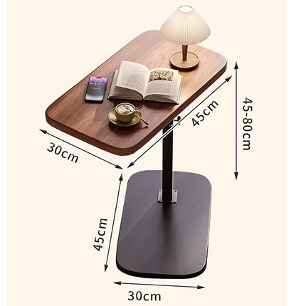 Side Table C Shape Metal Bedside Table Made of Synthetic Fiberboard, Liftable Nightstand for Bedroom, Thickened Table Top Rotates 360°, for Home, Hospital (Brown)