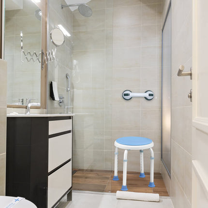 UISEBRT 360° Rotating Shower Stool Height Adjustable Shower Chair Bath Stool Shower Aid Bath Stool Anti-Slip with Suction Cup Grab Bar Bathtub Handle (Chair+Grab Bar)