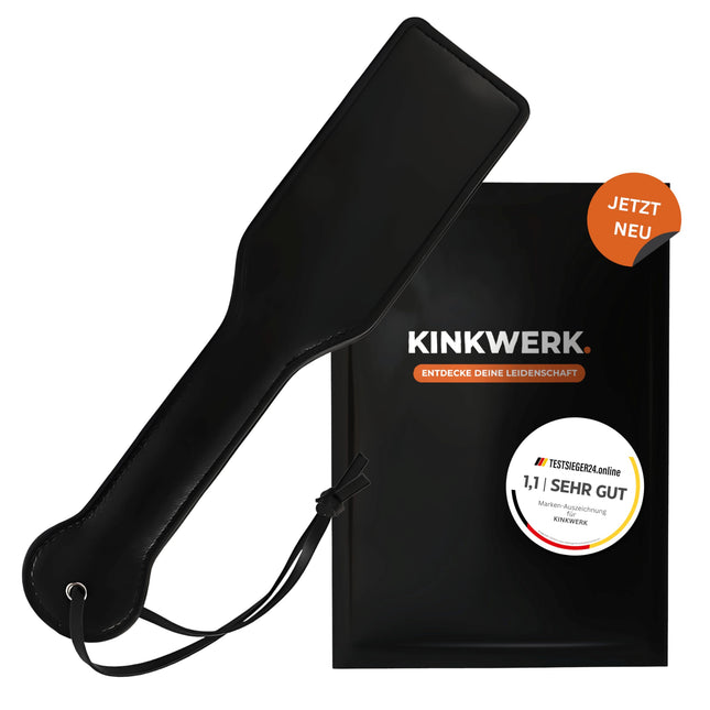 KINKWERK spanking paddle made of high-quality synthetic leather | Intense stimulation for men and women | Ergonomic with wrist strap | Versatile for play and performance