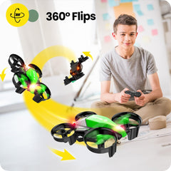 Holy Stone HS210F Mini Drone for Kids, 2 in 1 RC Quadcopter with Landing Mode and Flight Mode, One Key Start, Altitude Hold, 3D Flips, Headless Mode, Toy Gifts for Boys, C0 (Green)