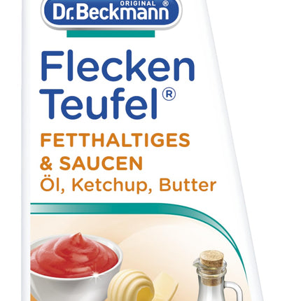 Dr. Beckmann Stain Devil for Fatty Foods &amp; Sauces | Butter, special stain remover for grease stains, chocolate stains, and much more | 50 ml