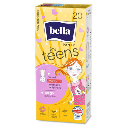 bella for Teens first period box with panty liners (3x20 pieces) and Ultra sanitary pads (3x10 pieces)