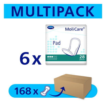 MoliCare Pad 3 Drops: Anatomical pads for mild to moderate bladder weakness, 6x28 pieces
