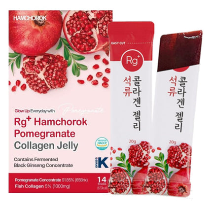 HAMCHOROK Rg+ Pomegranate Collagen Jelly (20 g x 14 pieces) / Anti-aging Korean Beauty / 360DA Marine Collagen + Vitamin C&amp;E Ginseng Concentrate for immune system support, skin (14)