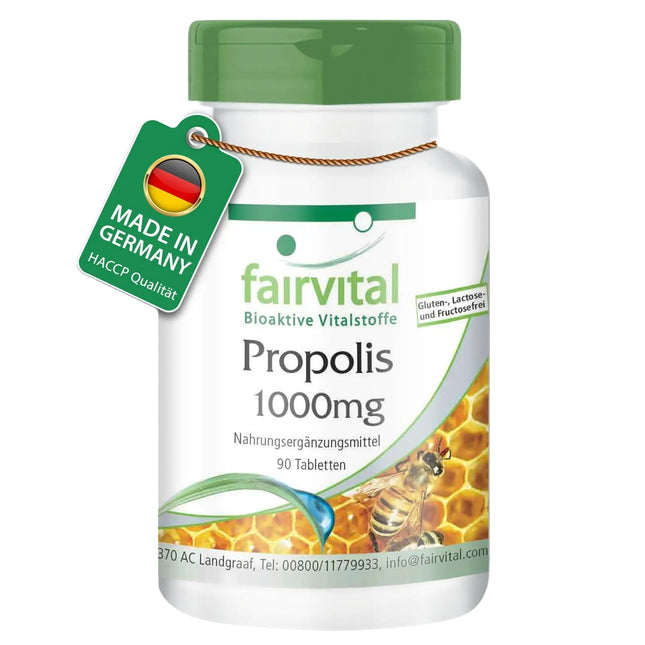 Fairvital | Bee Propolis 1000mg - Natural Bee Resin Extract - With 3% Galangin - HIGH DOSE - 90 Tablets