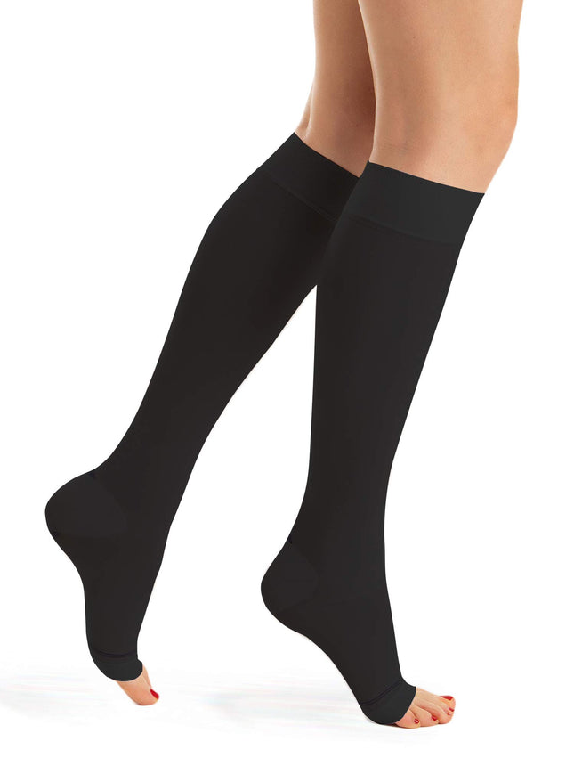 Relaxsan Antiembolism M1350A (1 Pair - Black, M) Thrombosis stockings for women and men 25-32 mmHg, compression knee socks unisex, class 2