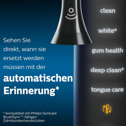Philips Sonicare Original W2 Optimal White Standard brush heads for sonic toothbrushes – 4-pack, in black (model HX6064/11)