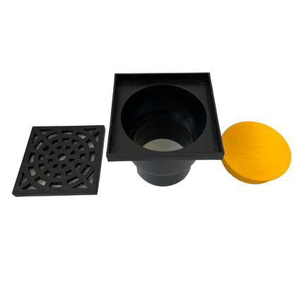 Powermat drainage drain soakaway for HAT KG pipes, DN 110, vertical outlet made of polypropylene (PP), yellow, round, 1000 mm long, 150 mm wide, 1000 mm high, walkable and drivable