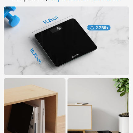 RENPHO Personal Scale, Body Scale with High-Precision Sensors, Digital Personal Scale with Step-On Technology, Safety Glass Weight Scale, Black