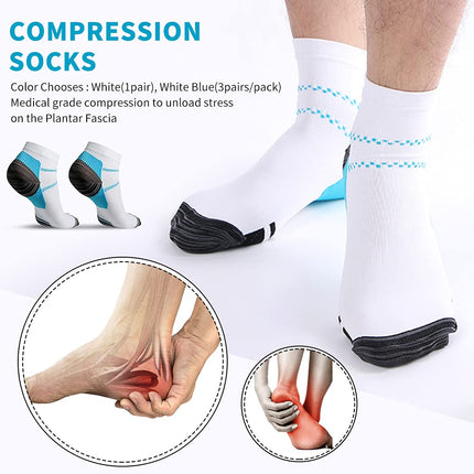 Plantar Fasciitis Socks, 3 Pack, Foot Care, Compression Stockings, Running Socks, for Men and Women, Relieve Pain, Support Heel, Arch and Ankle, UK20171017004, S/M