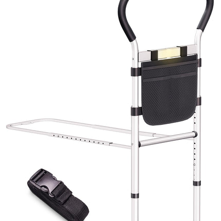 Zuanduo Bed Rail for Seniors for the Safety of Older Adults, Bed Support Bar with Motion Light and Storage Bag, Adjustable Support Feet, Bed Riser Aid, Standing Aid for Seniors