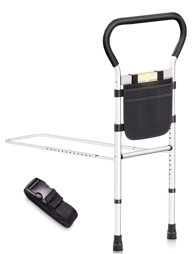 Zuanduo Bed Rail for Seniors for the Safety of Older Adults, Bed Support Bar with Motion Light and Storage Bag, Adjustable Support Feet, Bed Riser Aid, Standing Aid for Seniors