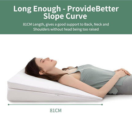 Meulbaty 190x81x19CM Wedge Pillow for Bed, Memory Foam Material Support Pillow Pillow for Sleep Improvement, Large and Wide Reading Pillow, Mattress Wedge for Acid Reflux, Neck or Back Pain