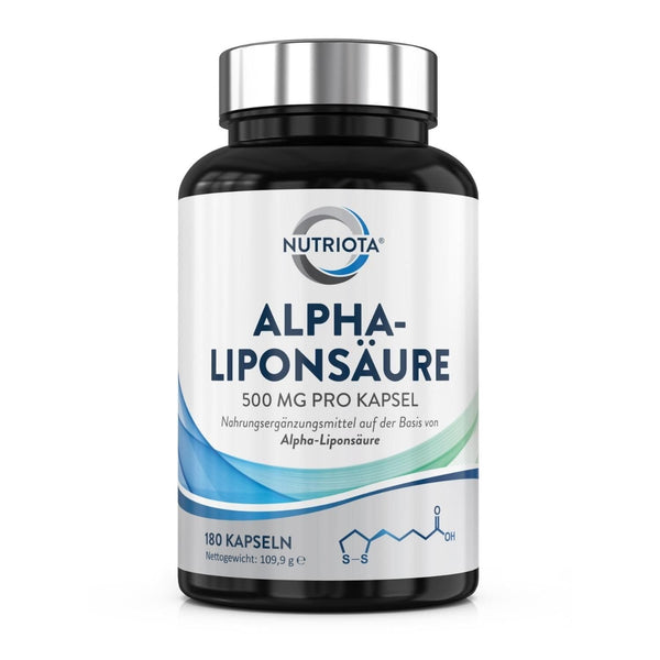 Alpha Lipoic Acid ALA 500mg | 180 high-dose vegan capsules | Helps with inflammation, supports blood sugar regulation and nerve health, effective against tingling feet, hands, limbs, and more