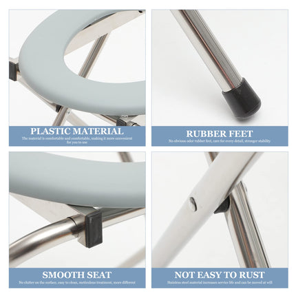PartyKindom Raised Toilet Seat for Seniors Folding Toilet Safety Frame Commode Chair for Elderly Disabled People Bedside Commode Chair Shower Chair for The (38x38x35 cm)