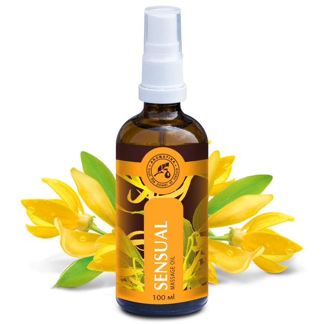 Massage oil 100ml - Natural ylang ylang oil and jojoba oil - Wonderful fragrance - Aphrodisiac massage oil - Glass bottle - Natural cosmetics - Massage oils