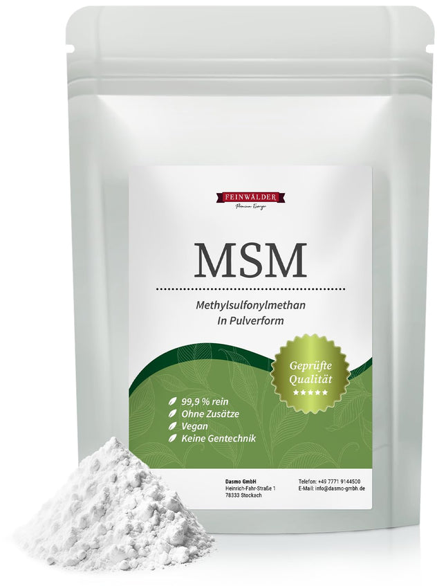 Feinwälder® MSM Powder, 1000g – 99.9% Purity, Premium Quality, Organic Sulfur, Methylsulfonylmethane without Additives