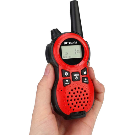 Retevis RT638 Walkie Talkie for Kids Ages 3-12, 16 Channels Flashlight VOX, Birthday Gift Toy for Children's Games, Hiking, Garden, Outdoors (Red, 1 Pair)