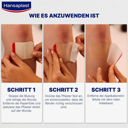 Hansaplast Plaster Second Skin Protection Large (3 Strips), thin and flexible hydrocolloid plaster with healing capsule technology, waterproof wound plaster with extra strong hold for at least 72 hours