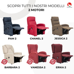 POLTRONE ITALIA Jessica 2 Motors PERSONALIZED recliner chair with medical device 4 wheels micro spring seat fluffy brown