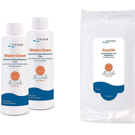 STRICKER Conditioner Waterclean 2 x 250 ml and Vinyl Cleaning Wipes Easylife 1 x 15 pieces